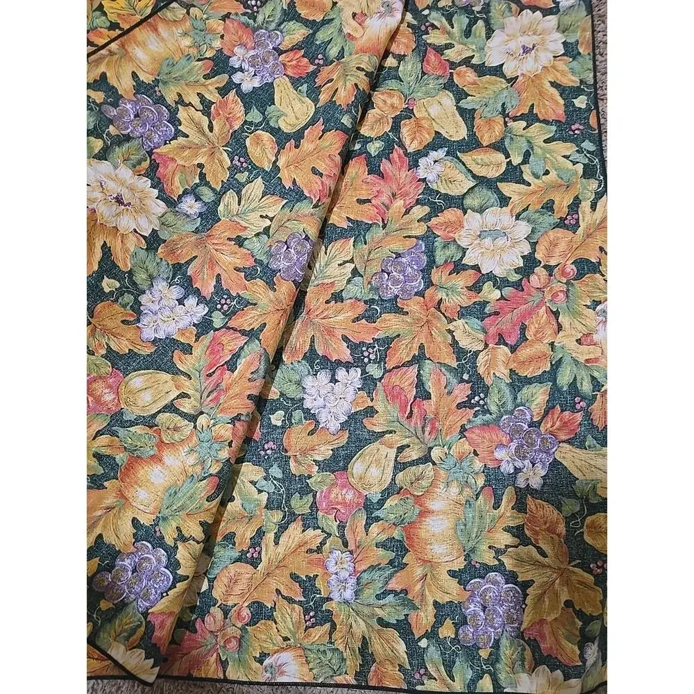 Vtg Tablecloth Pumpkin Leaves Fall Cotton Cottagecore‎ Rectangle 68